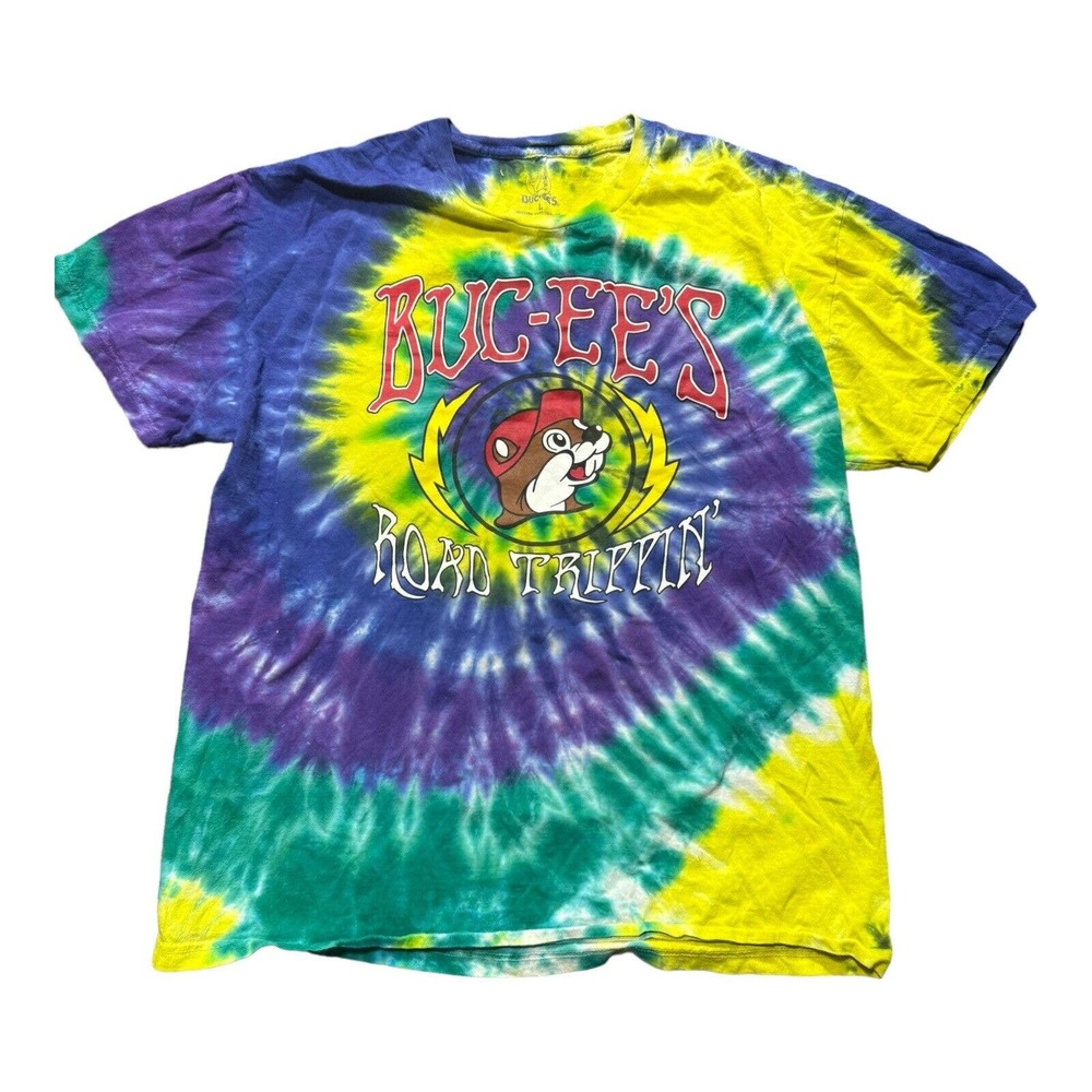 Buc-ees Adult Tie-Die Road Trippin Tie Dye T-Shirt Size Large Grateful Dead